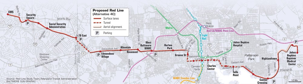 The ill-fated Baltimore Red Line, which was rejected by Governor Larry Hogan in 2015. Since our president-elect is a fan of infrastructure and the &lsquo;inner cities&rsquo; I am sure this one will be fast-tracked by the FTA any day now.